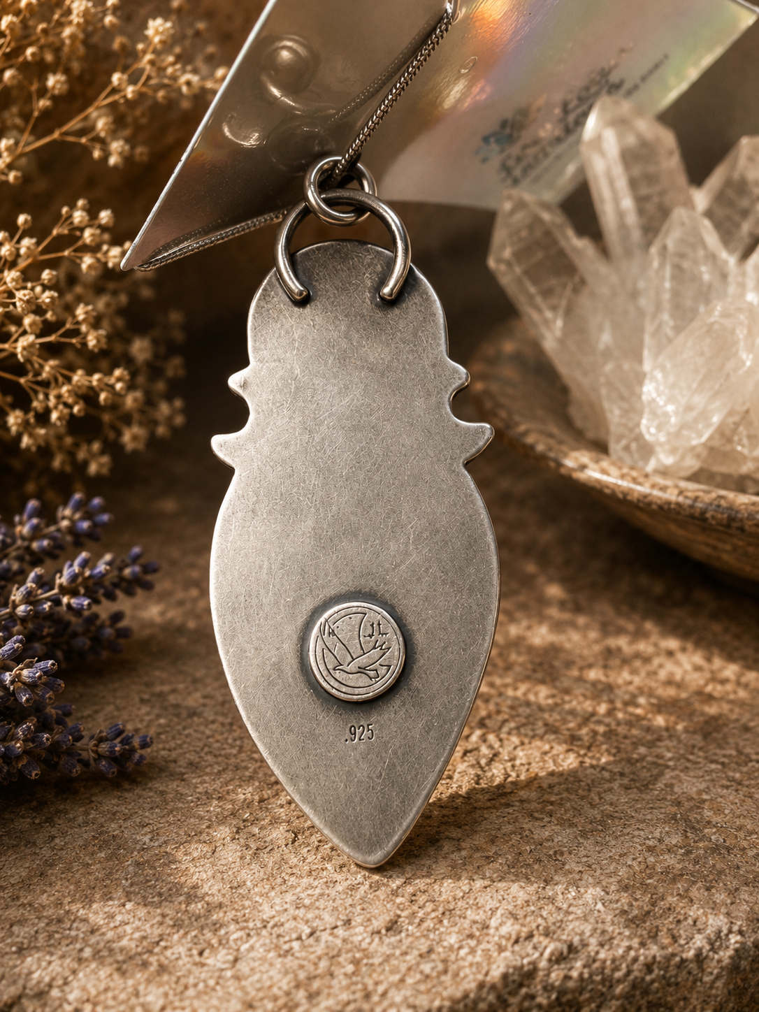 Goddess of the Moon Rose Quartz, Moonstone & Sterling Silver Pendant