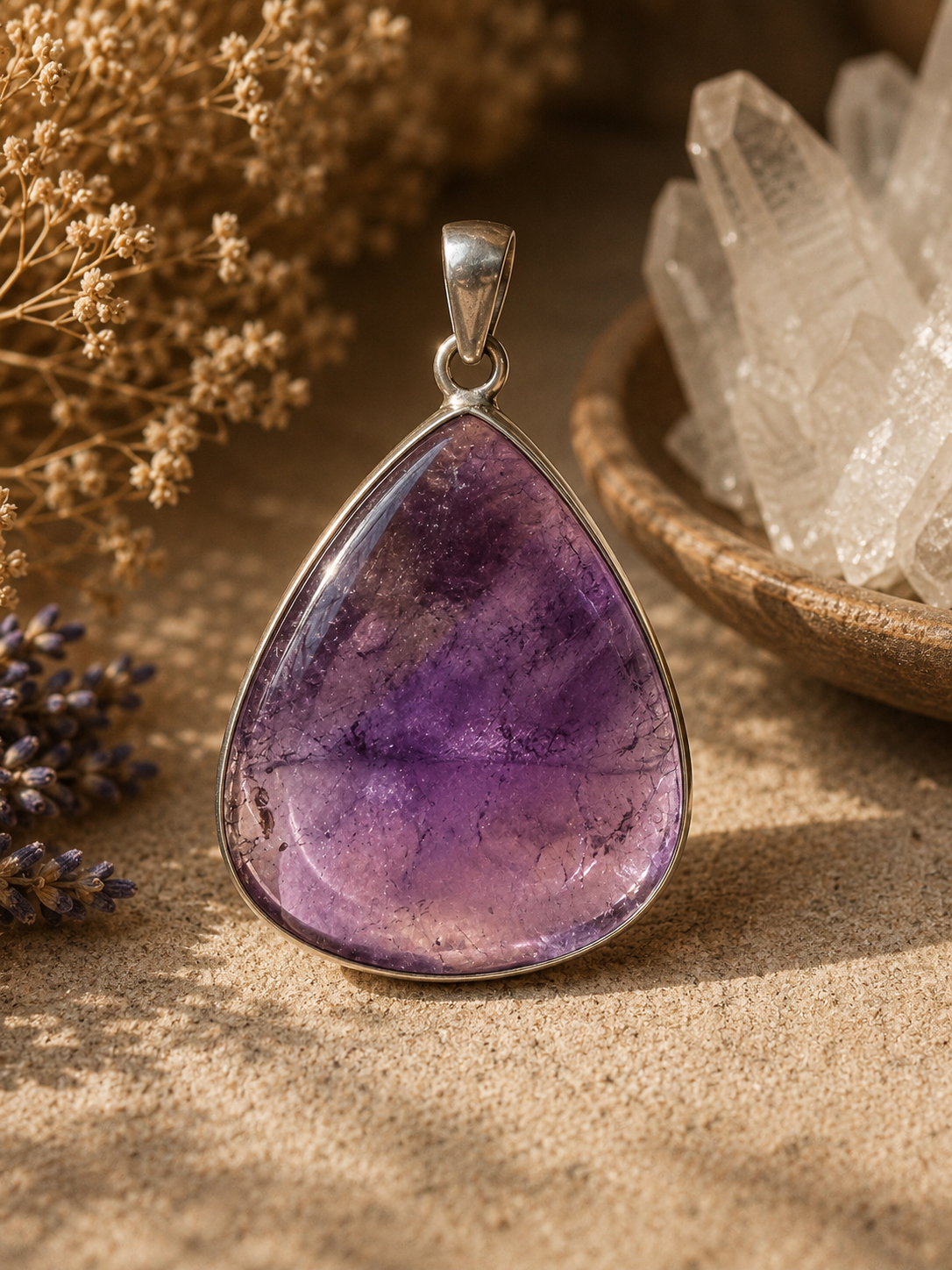Stunning Violet Amethyst Vintage Pendant in Sterling Silver
