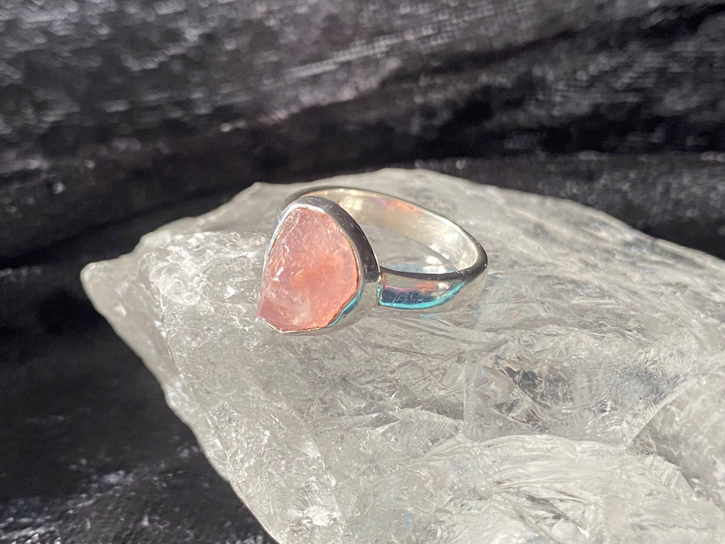 Stunning Vintage Pink Kunzite Ring in Sterling Silver Setting Size 6