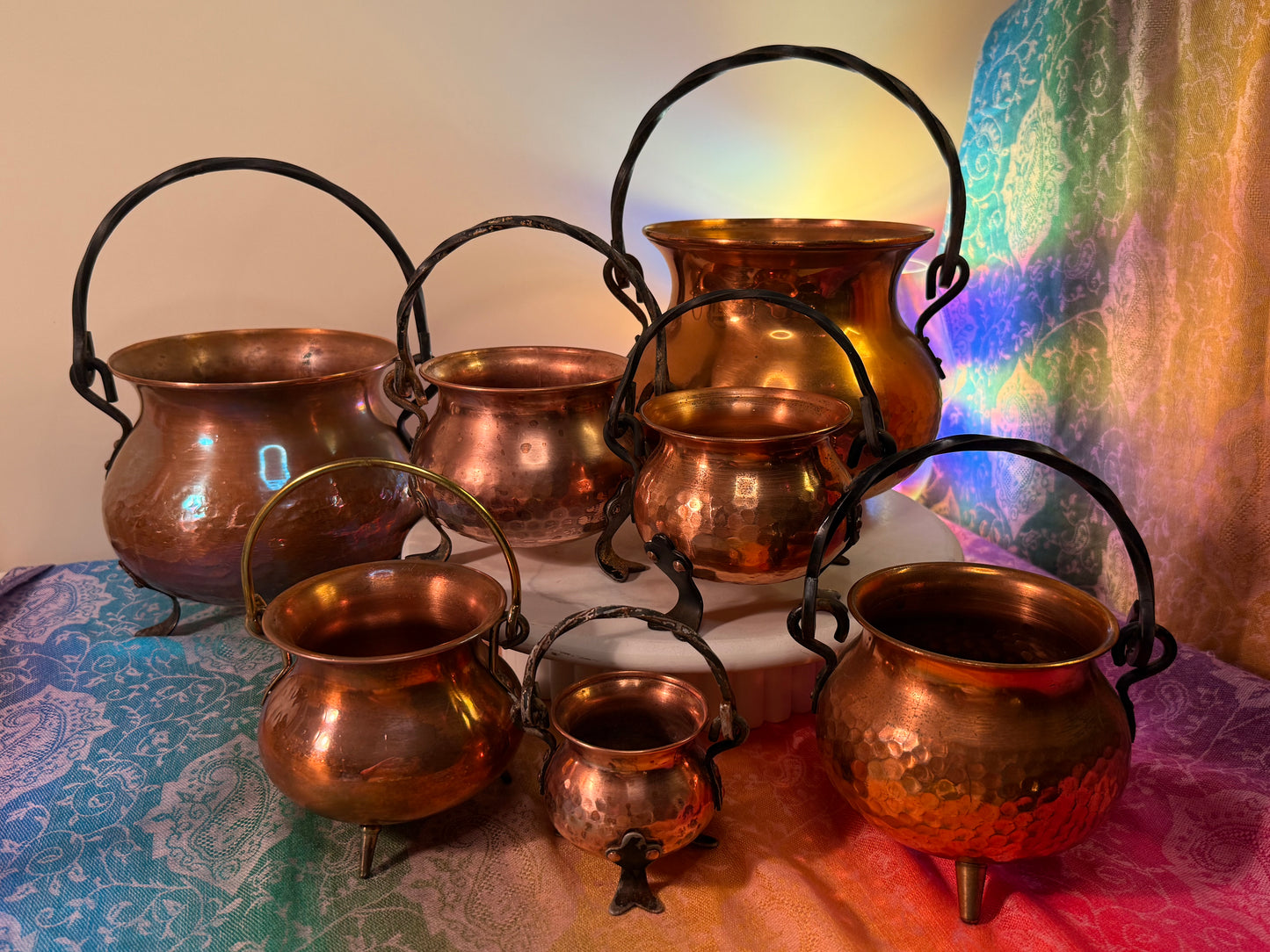 The Alchemist- Vintage Mid Century French Copper Cauldron with Cast Iron Handle