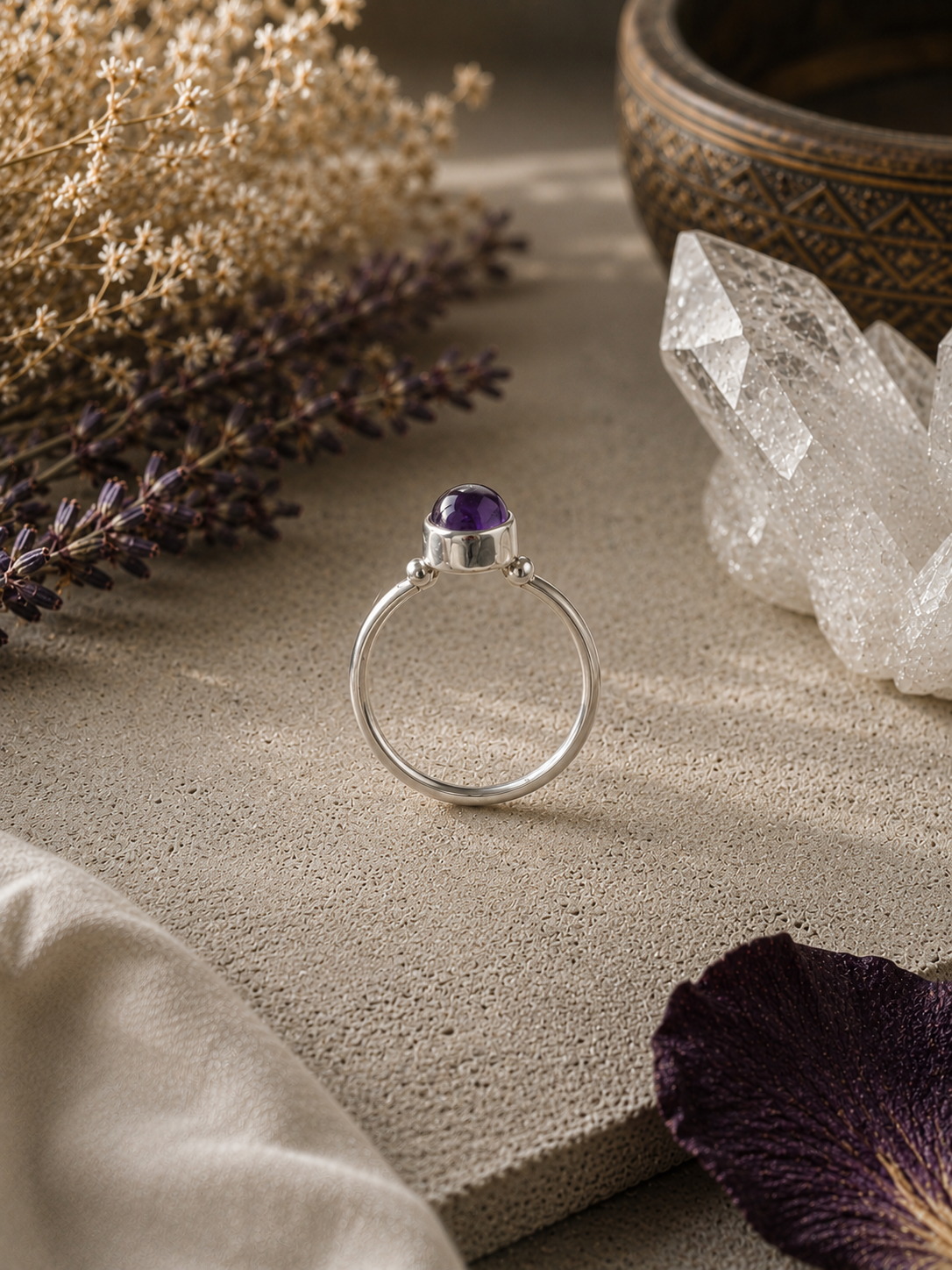 Deep Purple Amethyst Ring in Sterling Silver