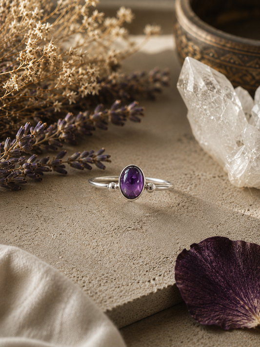 Deep Purple Amethyst Ring in Sterling Silver