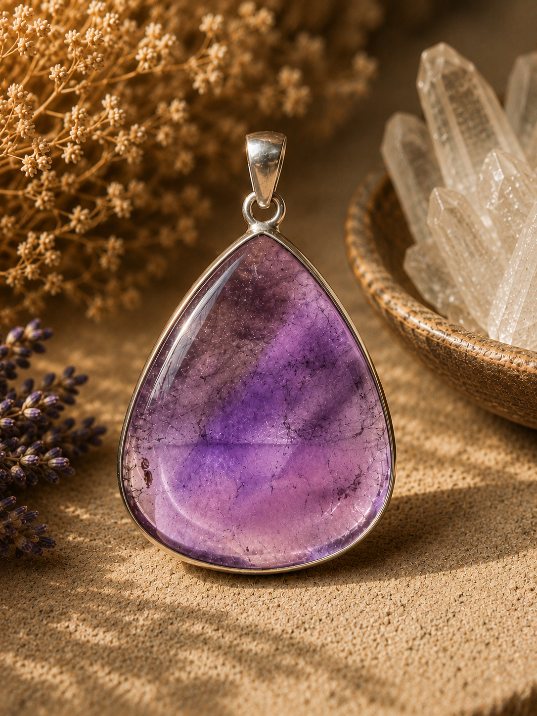 Stunning Violet Amethyst Vintage Pendant in Sterling Silver