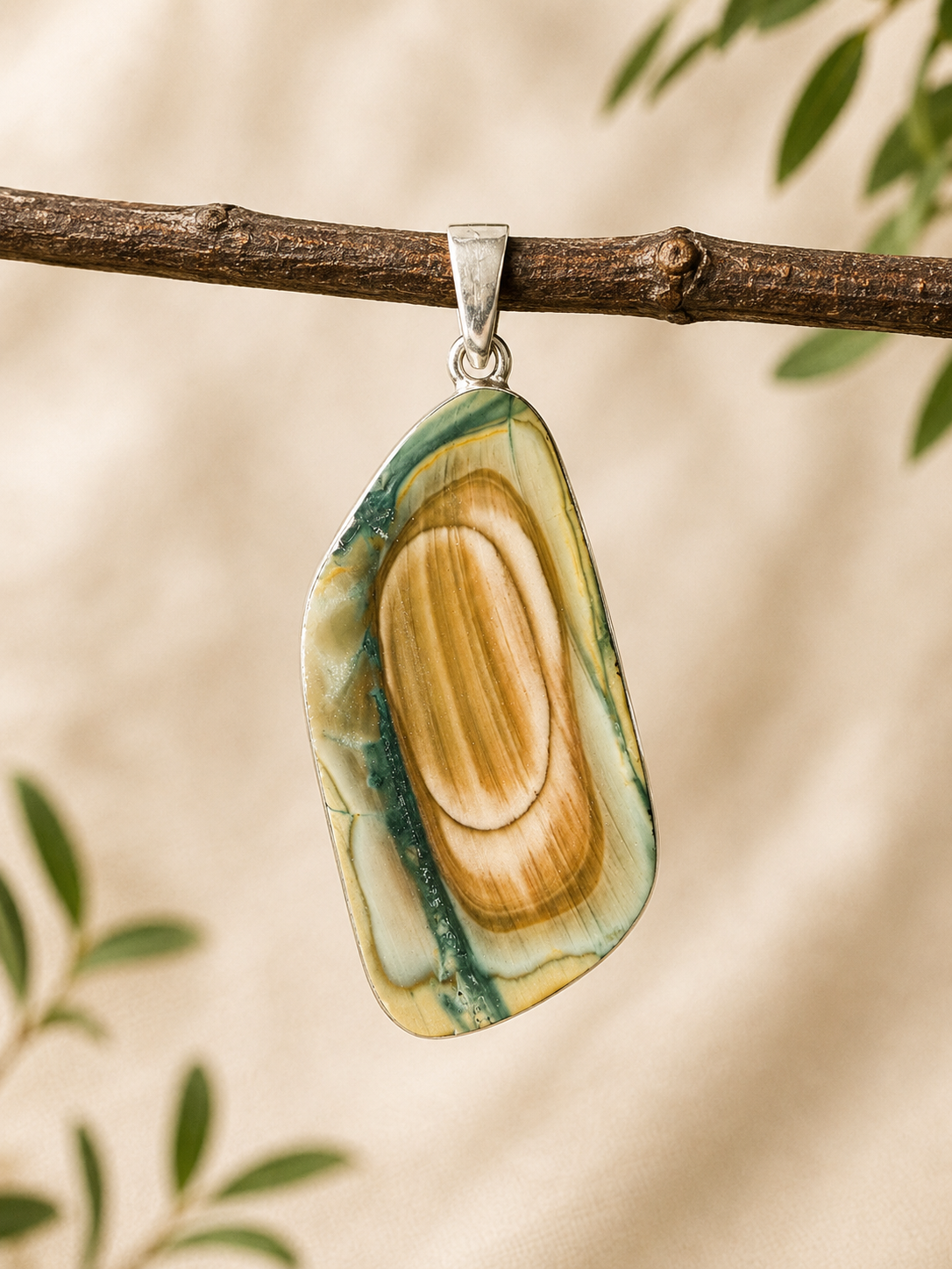 Mesmerising Rainbow Agate Slice Pendant in Sterling Silver