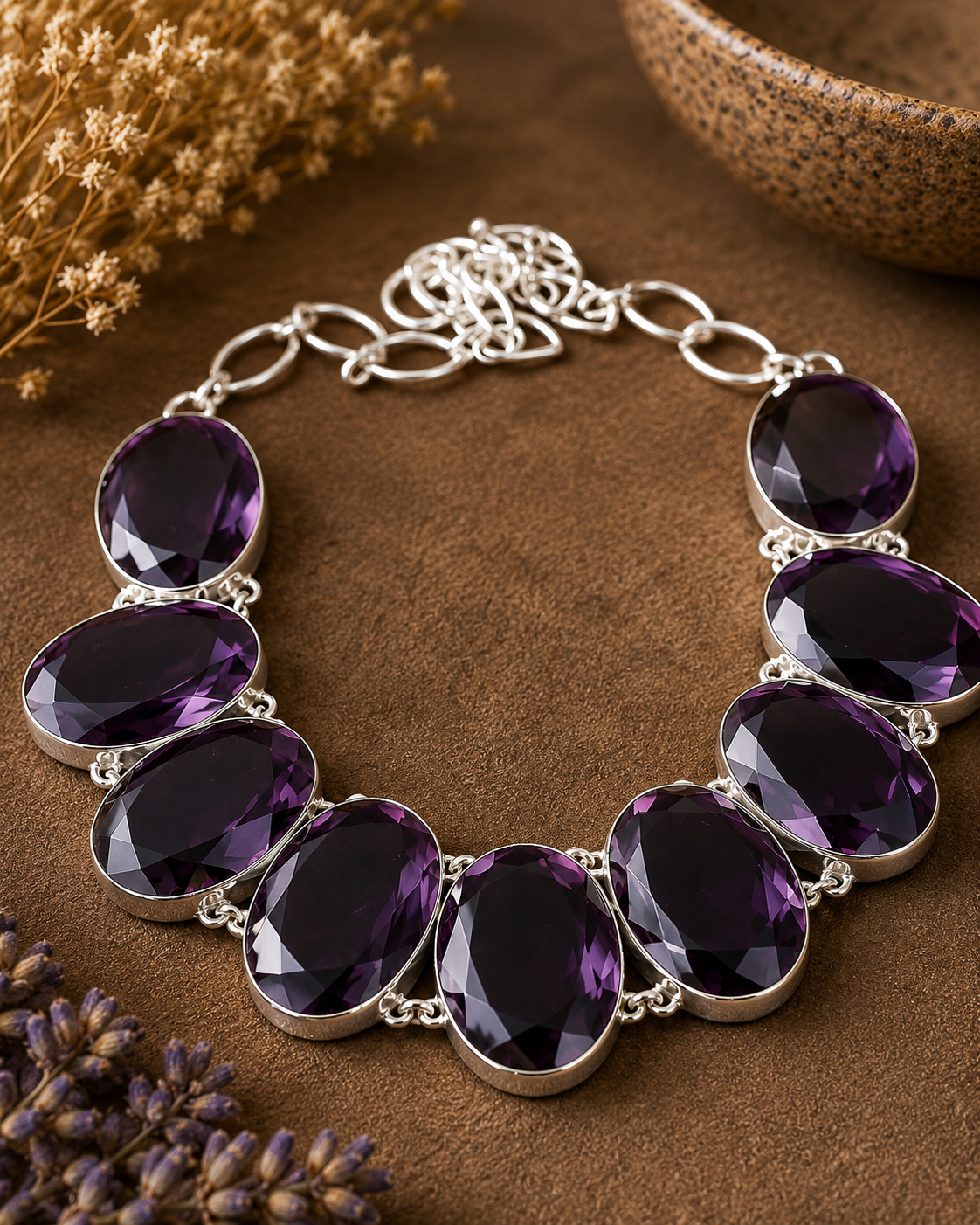 Stunning African Violet Amethyst Multi-Stone Necklace