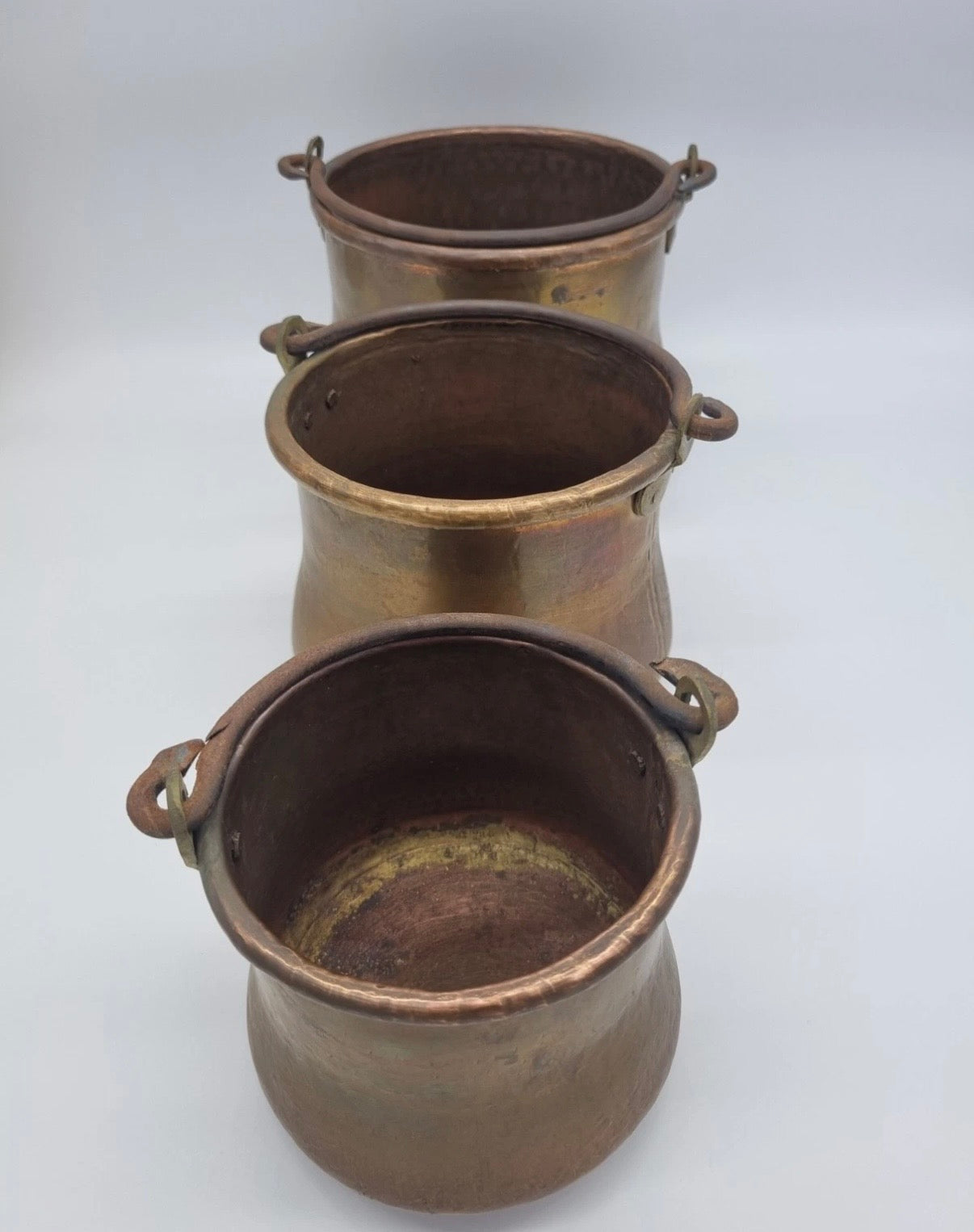 Three Early 20th-Century Turkish Copper Hearth Pot Collection