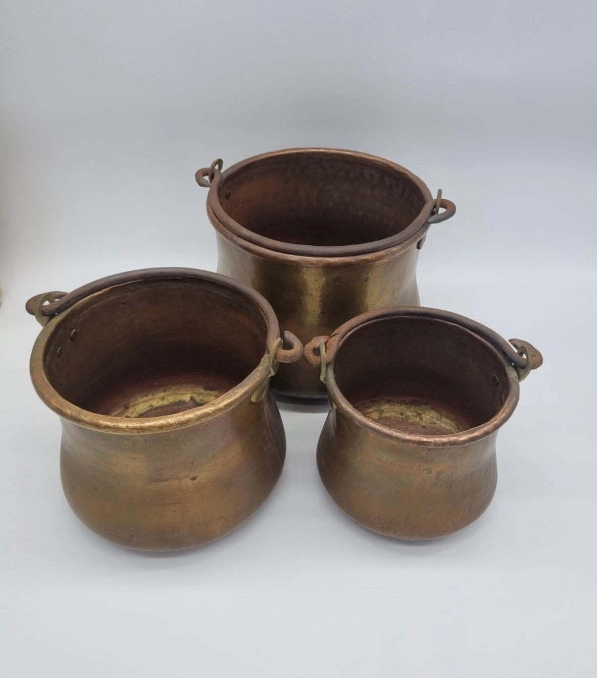 Three Early 20th-Century Turkish Copper Hearth Pot Collection