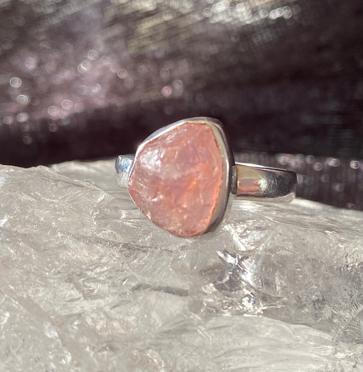 Stunning Vintage Pink Kunzite Ring in Sterling Silver Setting Size 6
