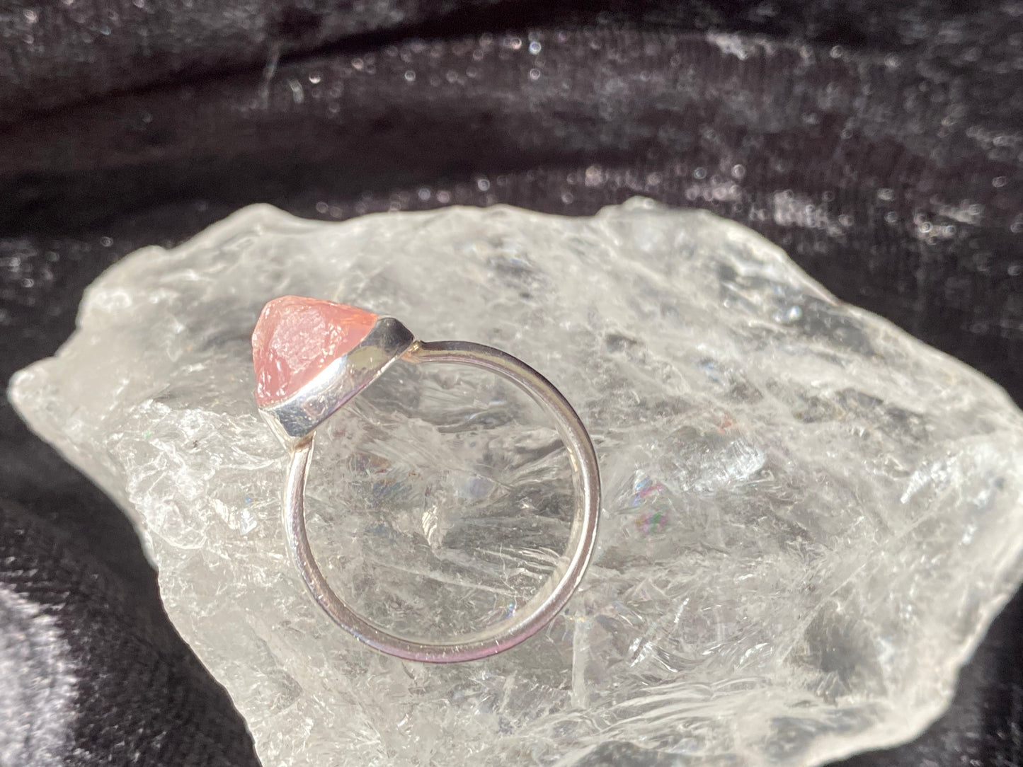 Stunning Vintage Pink Kunzite Ring in Sterling Silver Setting Size 6