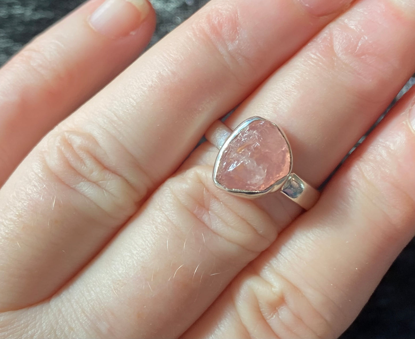 Stunning Vintage Pink Kunzite Ring in Sterling Silver Setting Size 6