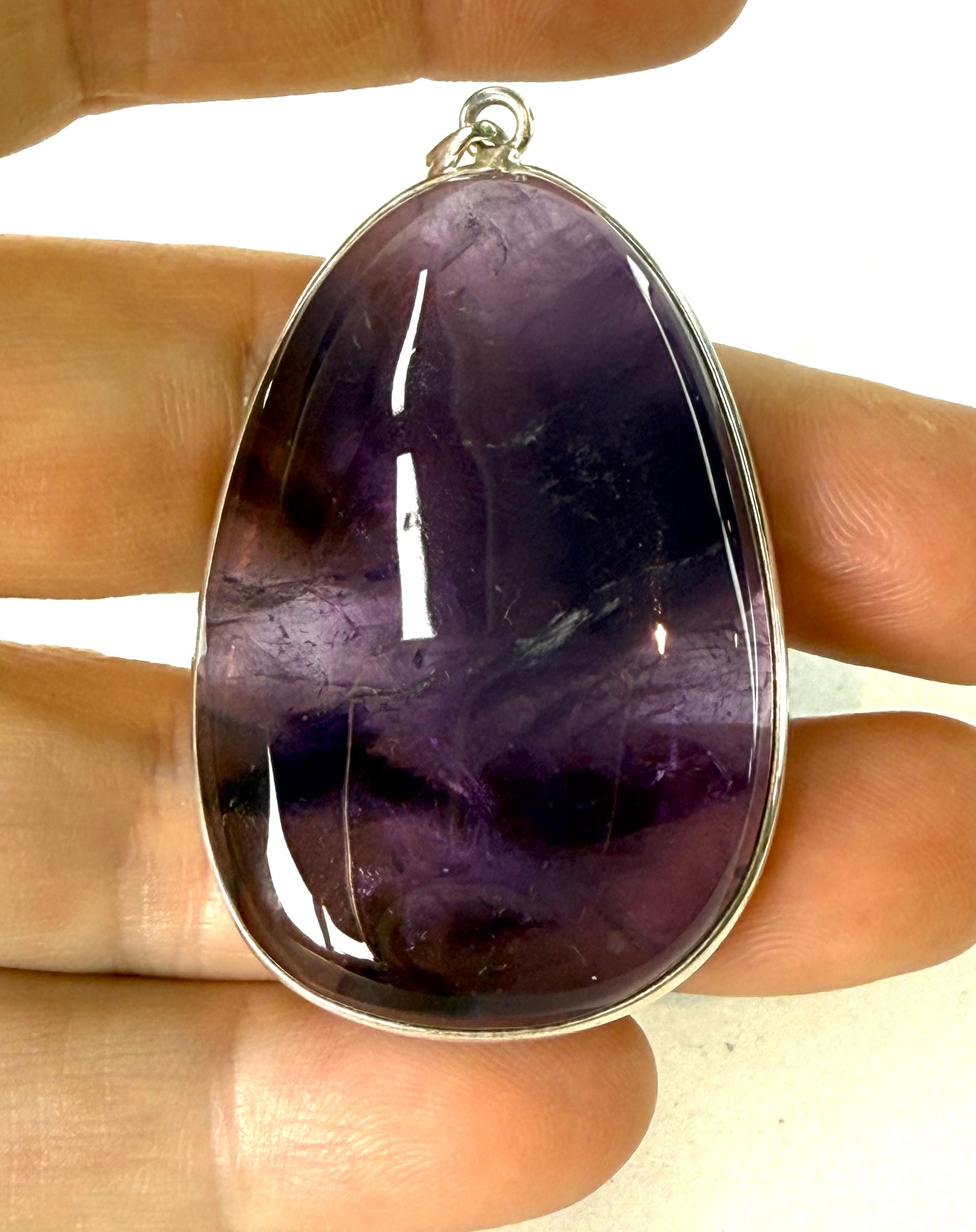 Stunning Large Violet Amethyst Pendant in Sterling Silver